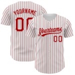 Jersey Pinstripe Red Red Baseball White Authentic Custom Jersey Pinstripe Red Red Baseball White Authentic Custom