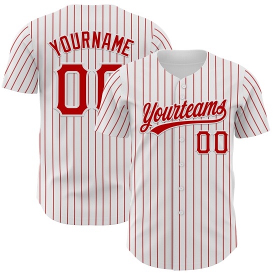 Jersey Pinstripe Red Red Baseball White Authentic Custom Jersey Pinstripe Red Red Baseball White Authentic Custom