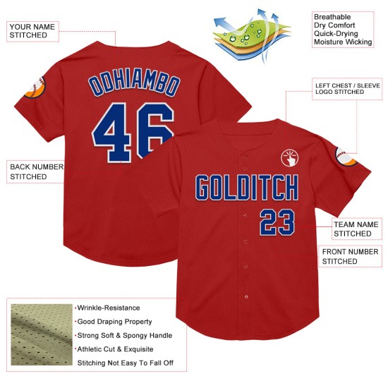 Custom Royal-White Throwback Baseball Mesh Red Authentic Jersey Custom Royal-White Throwback Baseball Mesh Red Authentic Jersey