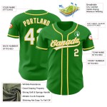 Custom Baseball Grass White-Yellow Jersey Authentic Green Custom Baseball Grass White-Yellow Jersey Authentic Green