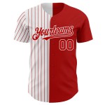 Authentic Fashion Jersey Split Custom Baseball Pinstripe White-Red Red Authentic Fashion Jersey Split Custom Baseball Pinstripe White-Red Red