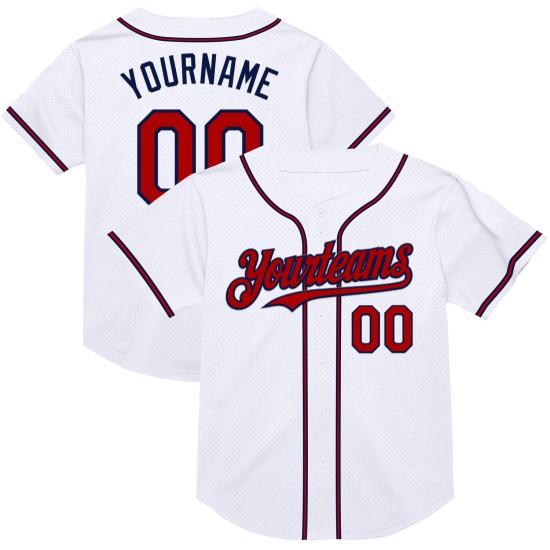 Custom Authentic Baseball Red-Navy Throwback White Mesh Jersey Custom Authentic Baseball Red-Navy Throwback White Mesh Jersey