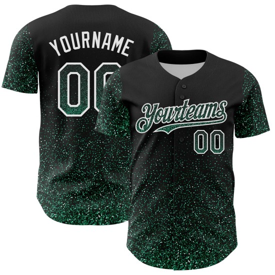 Glittering Green-White Abstract Dot Design Custom 3D Pattern Baseball Black Jersey Kelly Authentic Colorful Glittering Green-White Abstract Dot Design Custom 3D Pattern Baseball Black Jersey Kelly Authentic Colorful