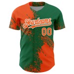 Brush Abstract Design Custom Orange Green-White Authentic Jersey Baseball 3D Stroke Pattern Kelly Brush Abstract Design Custom Orange Green-White Authentic Jersey Baseball 3D Stroke Pattern Kelly