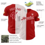 Authentic Fashion Jersey Split Custom Baseball Pinstripe White-Red Red Authentic Fashion Jersey Split Custom Baseball Pinstripe White-Red Red