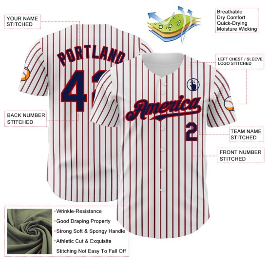 Custom (Navy Red Jersey Authentic Navy-Red White Pinstripe) Baseball Custom (Navy Red Jersey Authentic Navy-Red White Pinstripe) Baseball