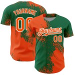 Brush Abstract Design Custom Orange Green-White Authentic Jersey Baseball 3D Stroke Pattern Kelly Brush Abstract Design Custom Orange Green-White Authentic Jersey Baseball 3D Stroke Pattern Kelly