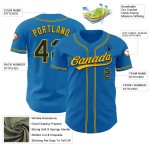 Custom Black-Yellow Authentic Blue Jersey Baseball Custom Black-Yellow Authentic Blue Jersey Baseball