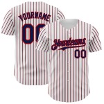 Custom (Navy Red Jersey Authentic Navy-Red White Pinstripe) Baseball Custom (Navy Red Jersey Authentic Navy-Red White Pinstripe) Baseball