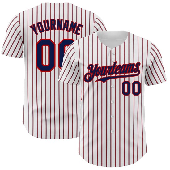 Custom (Navy Red Jersey Authentic Navy-Red White Pinstripe) Baseball Custom (Navy Red Jersey Authentic Navy-Red White Pinstripe) Baseball