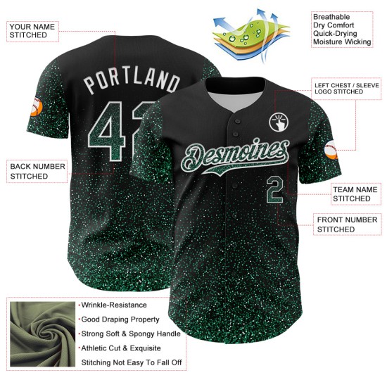Glittering Green-White Abstract Dot Design Custom 3D Pattern Baseball Black Jersey Kelly Authentic Colorful Glittering Green-White Abstract Dot Design Custom 3D Pattern Baseball Black Jersey Kelly Authentic Colorful